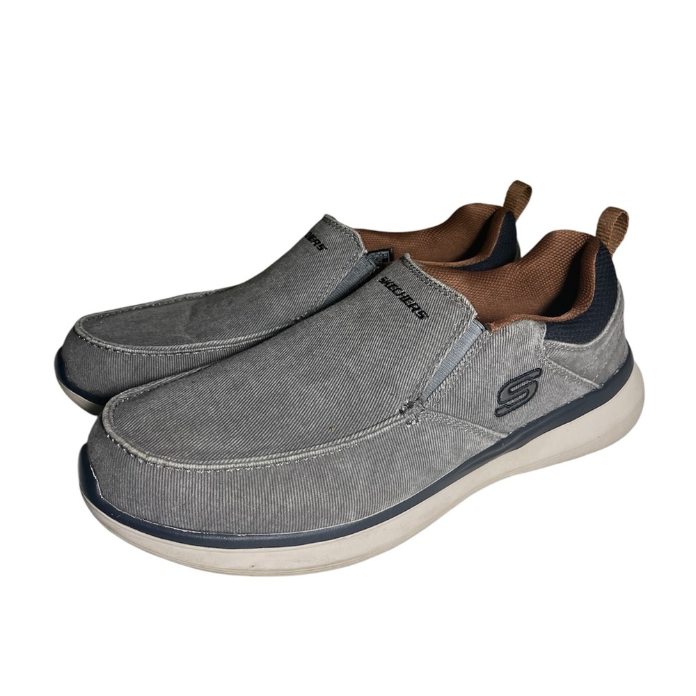 Skechers Gray and Brown Slip-On‎ Loafers with Cushioned Sole